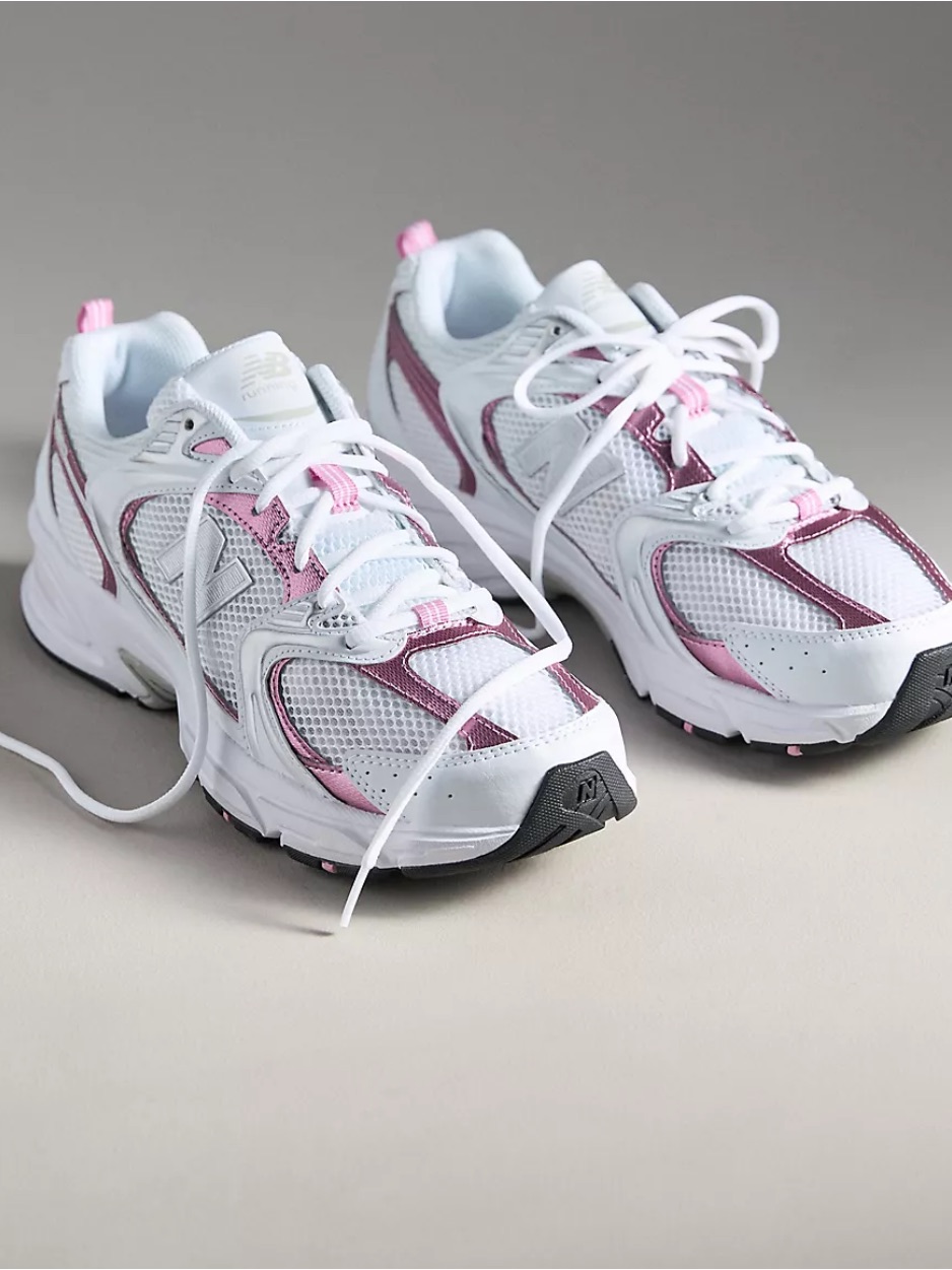 New Balance White And Maroon Running Sneakers
